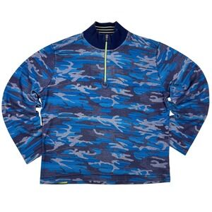 Robert Graham Street Circuit Camo 1/4 Zip Pullover Mens‎ Medium Blue Gray Army